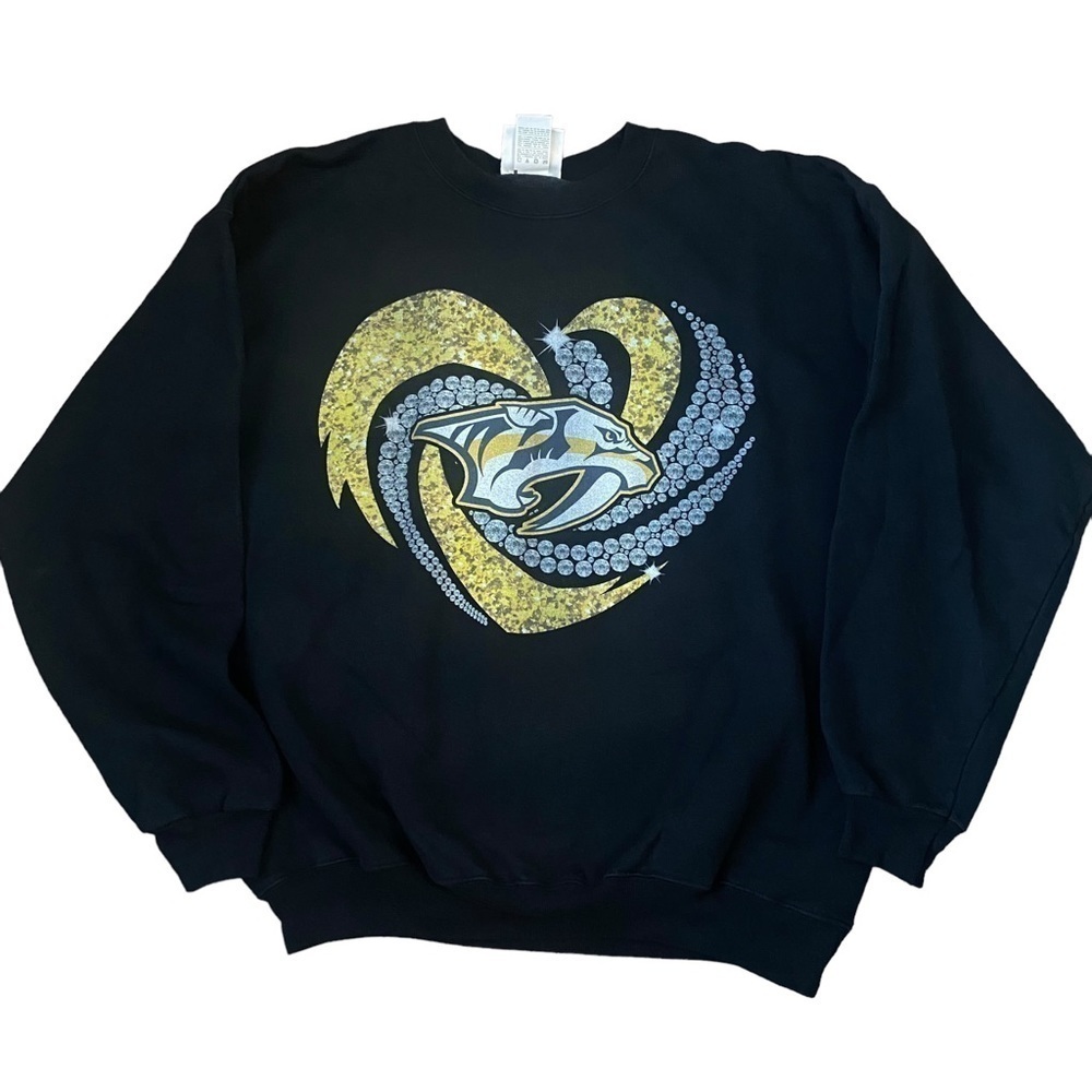 Vintage NHL Nashville Predators Black Hoodie Size Medium by Hanes